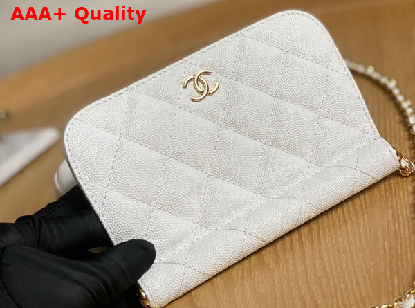 Chanel Clutch with Chain White Grained Calfskin Gold Tone Metal Replica