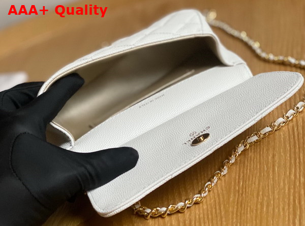 Chanel Clutch with Chain White Grained Calfskin Gold Tone Metal Replica