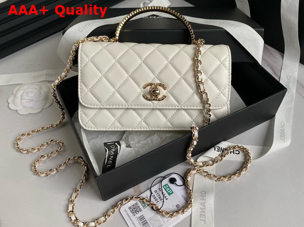 Chanel Clutch with Chain White Lambskin Strass Gold Tone Metal AP4044 Replica