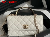 Chanel Clutch with Chain White Lambskin Strass Gold Tone Metal AP4044 Replica