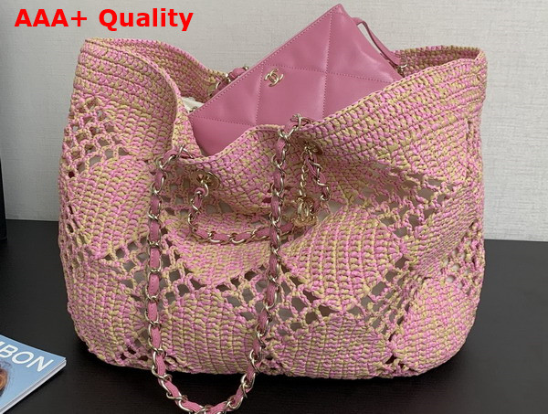 Chanel Coco Beach Bag in Pink Raffia AS4576 Replica