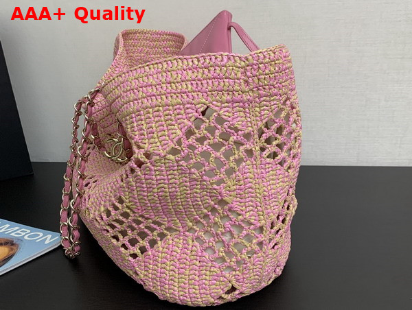 Chanel Coco Beach Bag in Pink Raffia AS4576 Replica