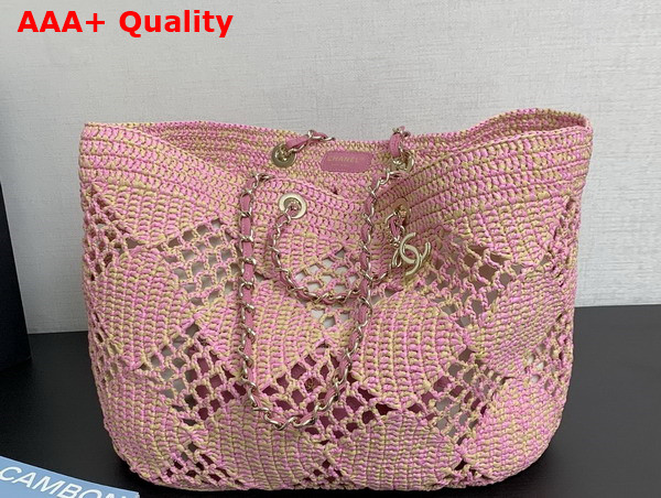 Chanel Coco Beach Bag in Pink Raffia AS4576 Replica