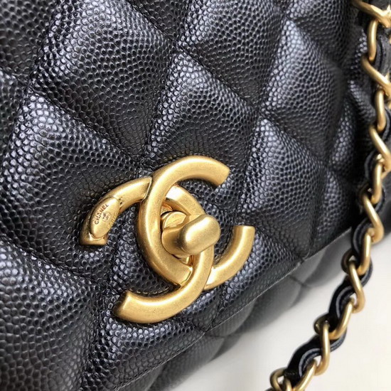 Chanel Coco Handle Bag Black Caviar Leather Gold Hardware