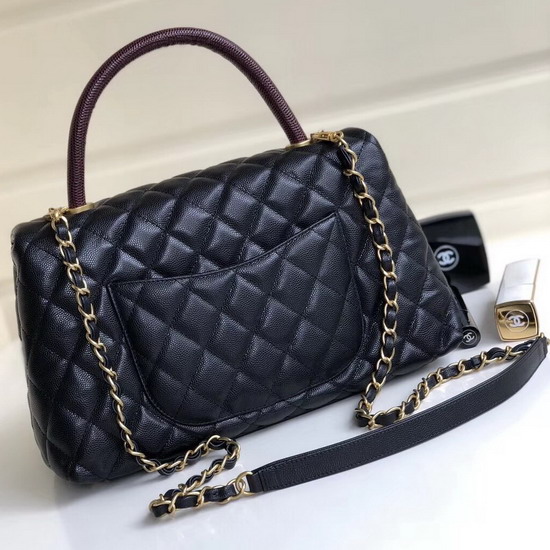 Chanel Coco Handle Bag Black Caviar Leather Gold Hardware