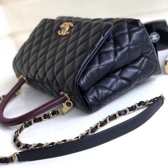 Chanel Coco Handle Bag Black Caviar Leather Gold Hardware