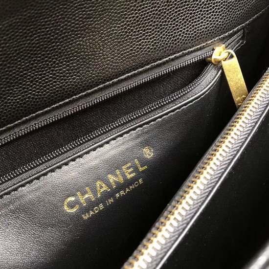 Chanel Coco Handle Bag Black Caviar Leather Gold Hardware