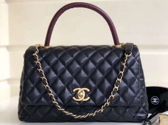 Chanel Coco Handle Bag Black Caviar Leather Gold Hardware