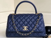 Chanel Coco Handle Bag Navy Blue Grained Calfskin