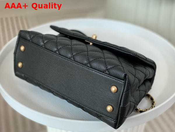 Chanel Coco Handle Bag in Black Grained Calfskin with Lizard Top Handle Replica