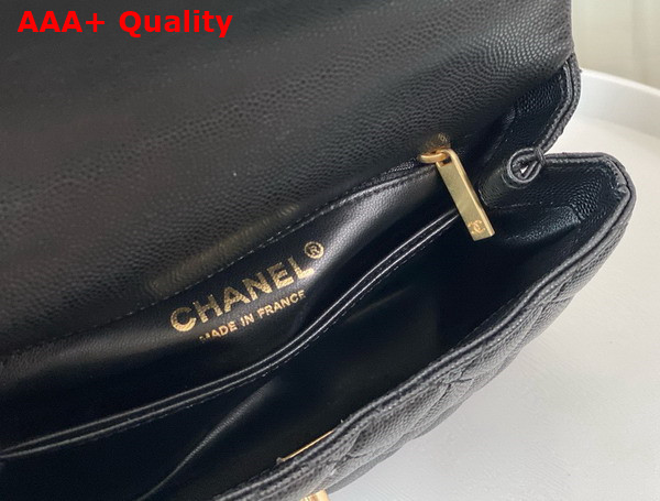 Chanel Coco Handle Bag in Black Grained Calfskin with Lizard Top Handle Replica