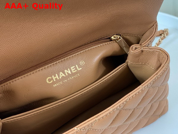 Chanel Coco Handle Bag in Dark Beige Grained Calfskin with Lizard Top Handle Replica