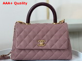 Chanel Coco Handle Bag in Dusty Pink Grained Calfskin with Lizard Top Handle Replica