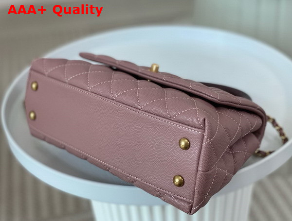 Chanel Coco Handle Bag in Dusty Pink Grained Calfskin with Lizard Top Handle Replica