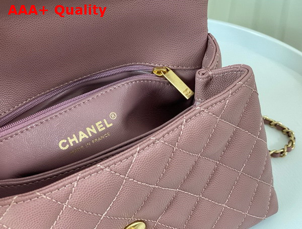 Chanel Coco Handle Bag in Dusty Pink Grained Calfskin with Lizard Top Handle Replica