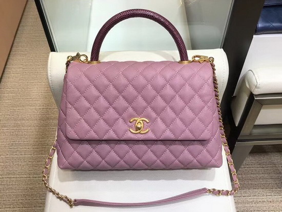 Chanel Coco Handle Bag in Dusty Pink Lizard Handle