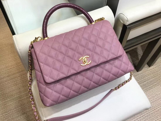 Chanel Coco Handle Bag in Dusty Pink Lizard Handle