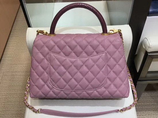 Chanel Coco Handle Bag in Dusty Pink Lizard Handle