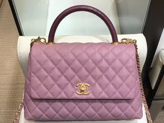 Chanel Coco Handle Bag in Dusty Pink Lizard Handle