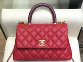 Chanel Coco Handle Bag in Red with Lizard Handle