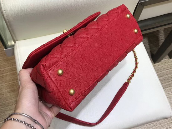 Chanel Coco Handle Bag in Red with Lizard Handle