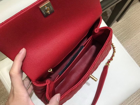 Chanel Coco Handle Bag in Red with Lizard Handle