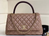 Chanel Coco Handle Bag in Tan Grained Calfskin