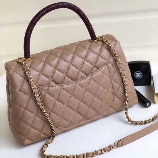 Chanel Coco Handle Bag in Tan Grained Calfskin