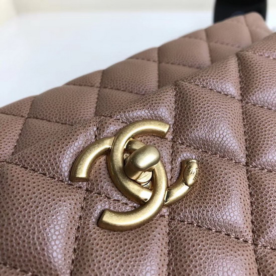 Chanel Coco Handle Bag in Tan Grained Calfskin