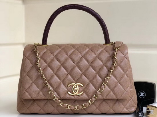 Chanel Coco Handle Bag in Tan Grained Calfskin