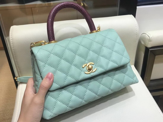 Chanel Coco Handle Bag in Turquoise Grain Leather