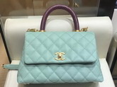 Chanel Coco Handle Bag in Turquoise Grain Leather