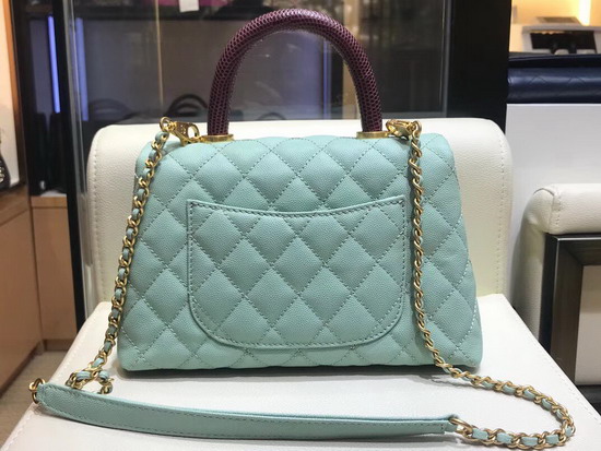 Chanel Coco Handle Bag in Turquoise Grain Leather