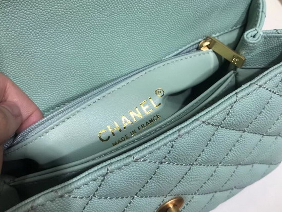 Chanel Coco Handle Bag in Turquoise Grain Leather