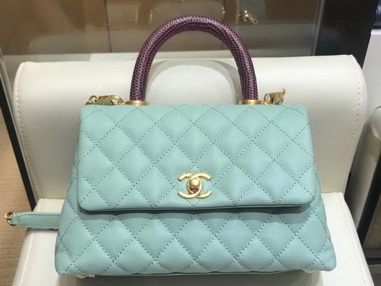 Chanel Coco Handle Bag in Turquoise Grain Leather