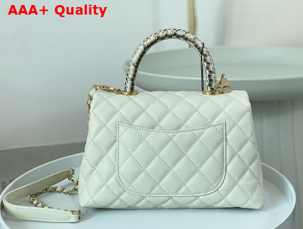 Chanel Coco Handle Bag in White Grained Calfskin with Python Handle Replica