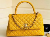 Chanel Coco Handle Bag in Yellow Caviar Leather Gold Hardware