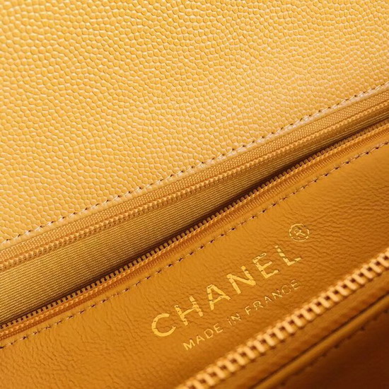 Chanel Coco Handle Bag in Yellow Caviar Leather Gold Hardware