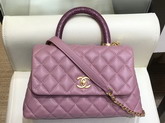 Chanel Coco Handle Bag with Lizard Handle Dusty Pink