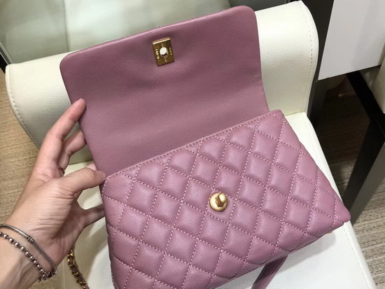 Chanel Coco Handle Bag with Lizard Handle Dusty Pink