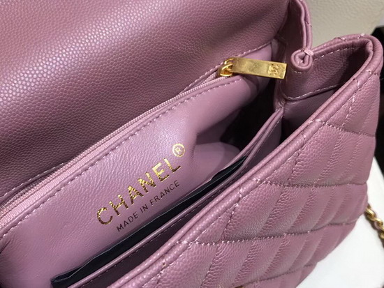 Chanel Coco Handle Bag with Lizard Handle Dusty Pink