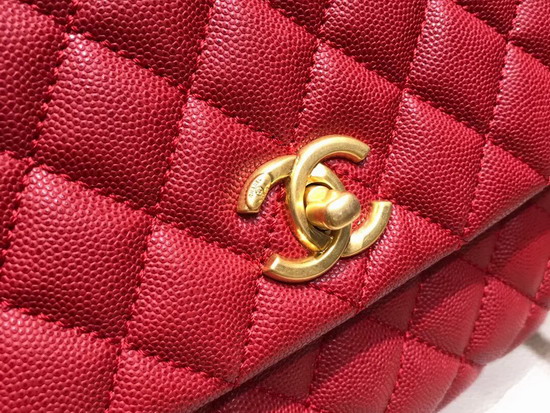 Chanel Coco Handle Bag with Lizard Handle Red Grain Leather