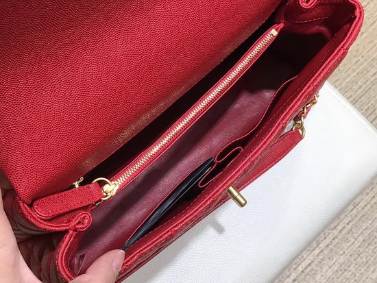 Chanel Coco Handle Bag with Lizard Handle Red Grain Leather