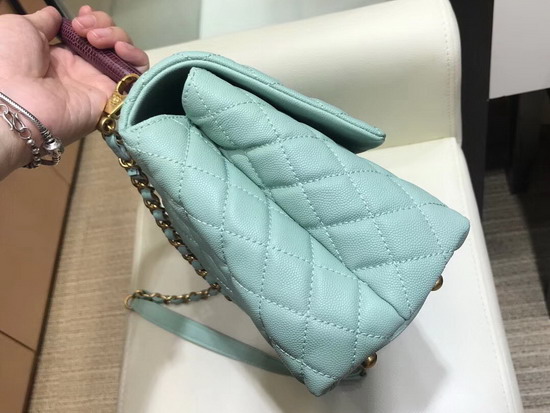 Chanel Coco Handle Bag with Lizard Handle Turquoise Medium