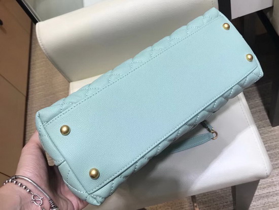 Chanel Coco Handle Bag with Lizard Handle Turquoise Medium