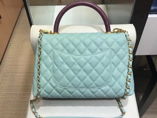 Chanel Coco Handle Bag with Lizard Handle Turquoise Medium