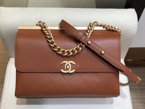 Chanel Coco Luxe Small Flap Bag A57086 Brown Calfskin