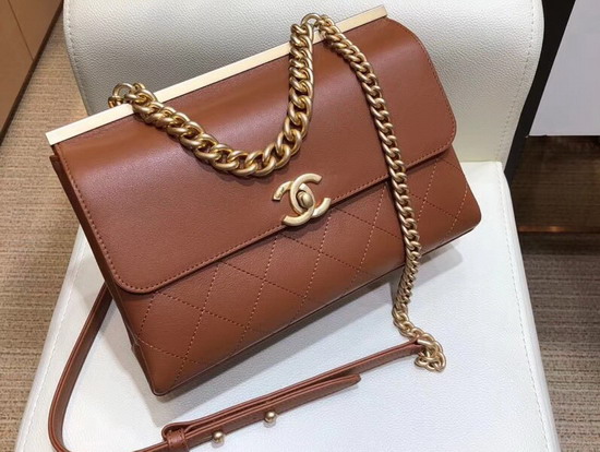 Chanel Coco Luxe Small Flap Bag A57086 Brown Calfskin