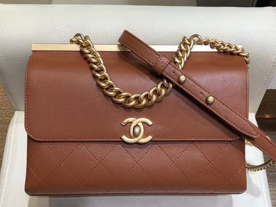 Chanel Coco Luxe Small Flap Bag A57086 Brown Calfskin