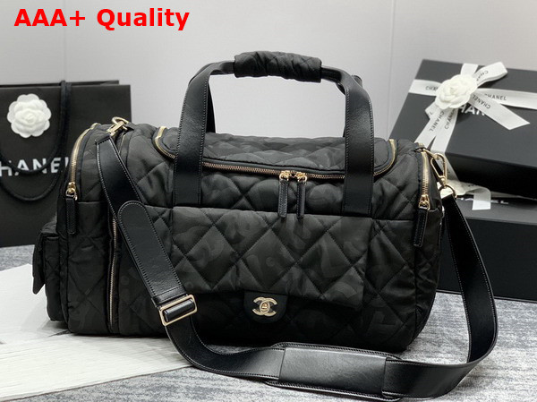 Chanel Coco Neige Neige Two in One Duffle Bag and Backpack in Black Logo Nylon Replica